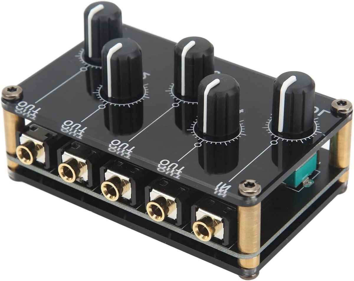 Mini Audio Mixer - Stereo Mengpaneel - Muziek Productie - 4 Kanaals Ingang - Compact Formaat - Zwart