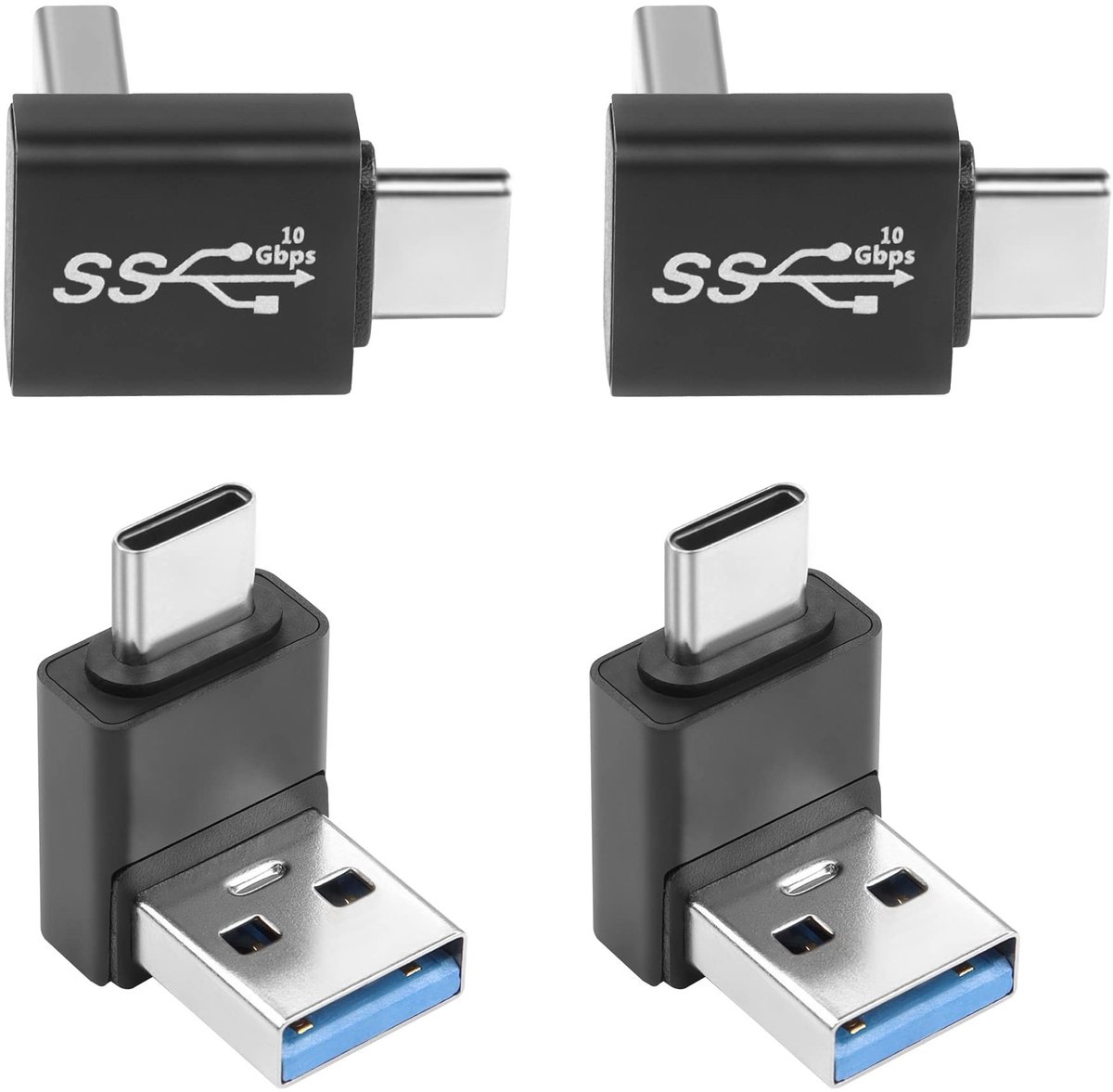 Allecto - 90° USB 3.1 naar USB-C Adapter - 10Gbps - 2 Stuks