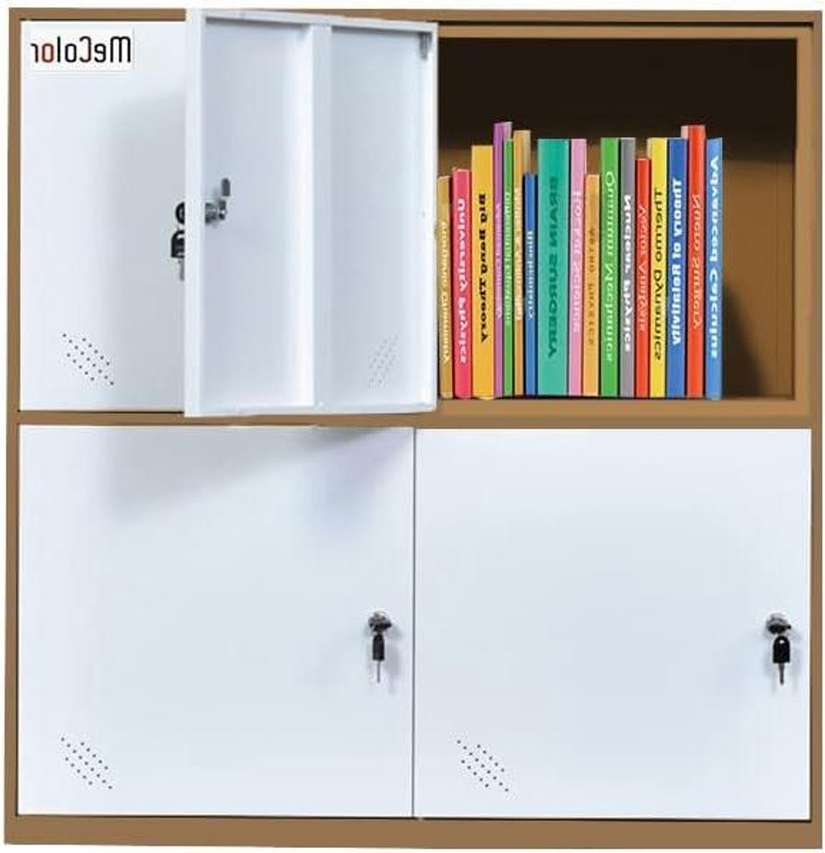 Metalen Kluis Kast - Opbergkast Deuren - Persoonlijke Opslag - Ventilatie Ontwerp - H92.5 x B90 x D45cm - Wit