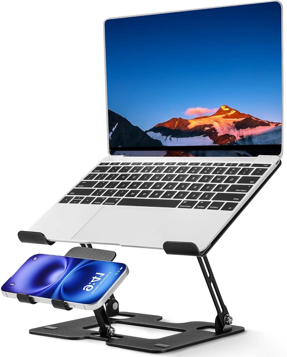Laptopstandaard - Bureaustandaard - Ergonomisch Werken - Verstelbare Hoogte - Zwart