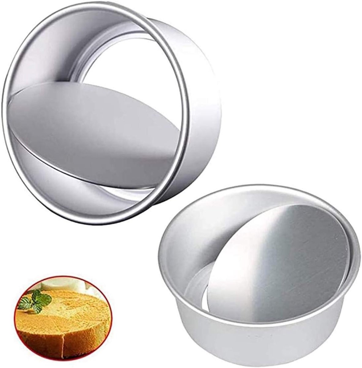 Taartvorm Set - Ronde Bakblikken - Taarten Bakken - Verwijderbare Bodem - 6 en 8 Inch - Zilver