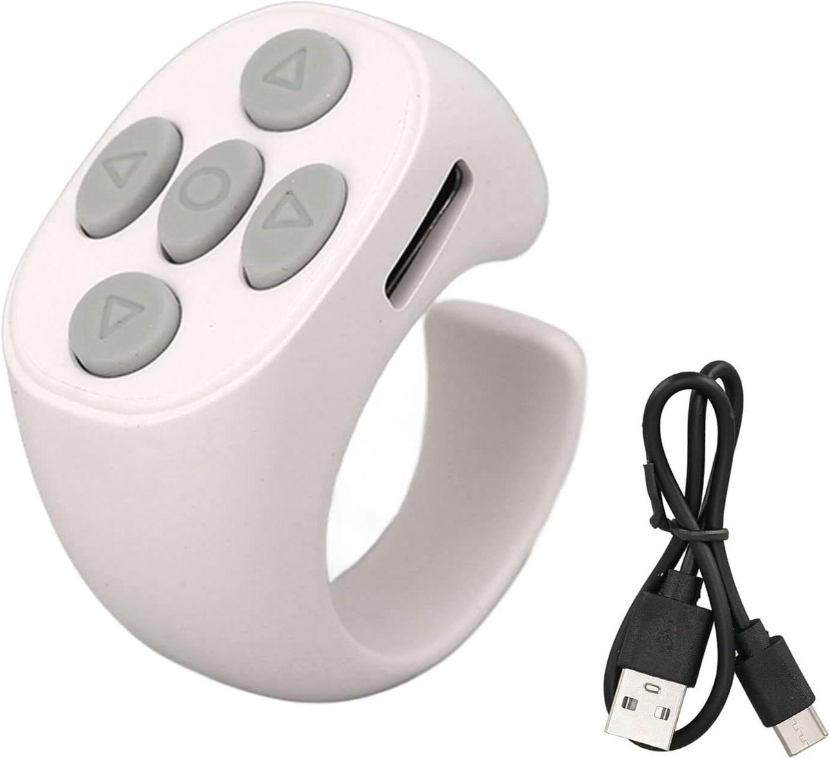 Smart Ring Controller - Bluetooth Remote - Scrollen en Lezen - 10 Meter Bereik - 30mAh Batterij - Wit