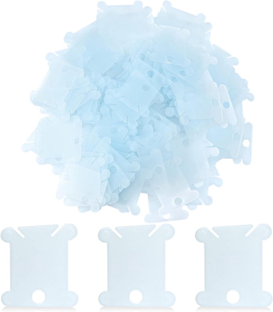 Plastic Floss Klossen - Borduurgaren Spoelen - Borduurwerk Organiseren - Glad Stevig Materiaal - 100 Stuks - Blauw