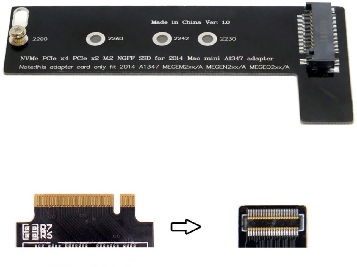 Allecto - M.2 PCIe NVMe/AHCI SSD Adapter voor 2014 Macbook Mini A1347