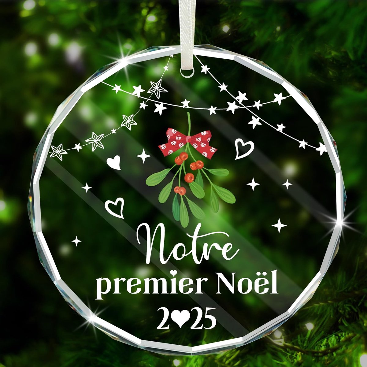DPKOW 2025 Onze Eerste Kerstbal - Geschenk voor Stellen en Verloofden - Kristallen Kerstboomdecoratie