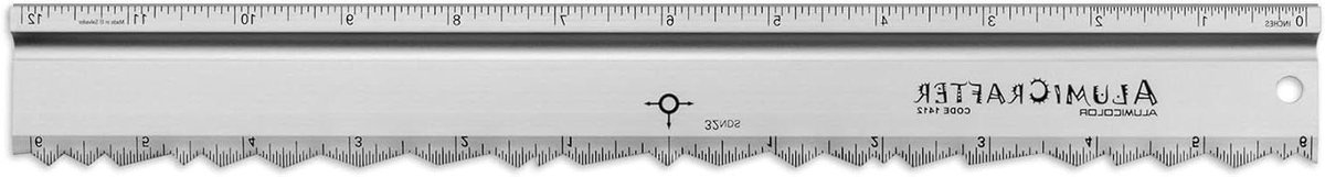 Metalen Liniaal - Rechte Rand - Precisie Snijden - Unieke Deckle Rand - 30 cm - Zilver