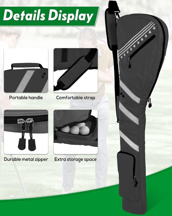 Golftas - Kleine Golftas - Oefenen op de baan - Ultra lichtgewicht - 7-10 clubs - Grijs — afbeelding 4