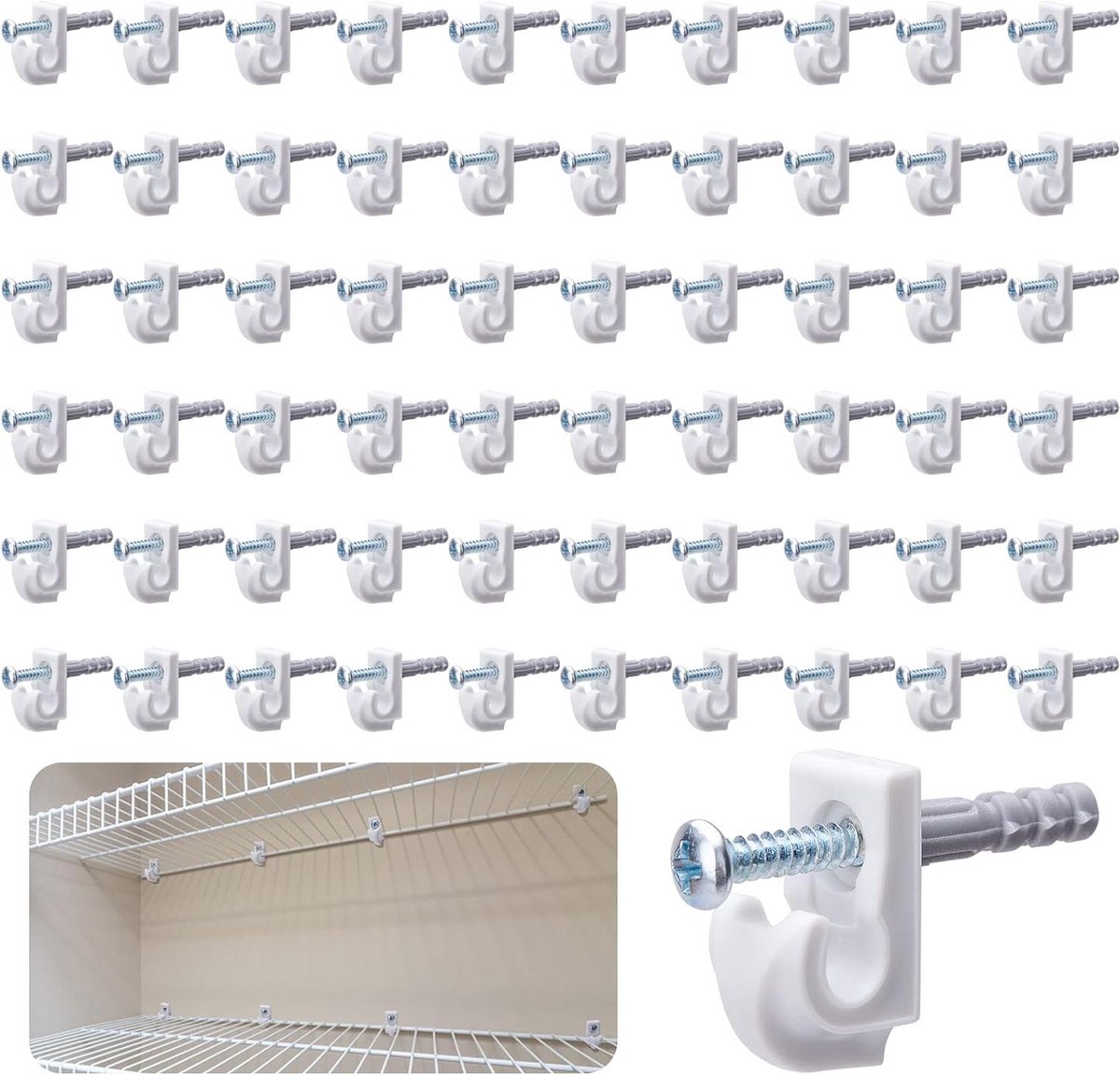 Wandclips Set - Bevestigingsclips Plaat - Planken Ondersteunen - Duurzaam Kunststof Materiaal - Compact Formaat - Wit