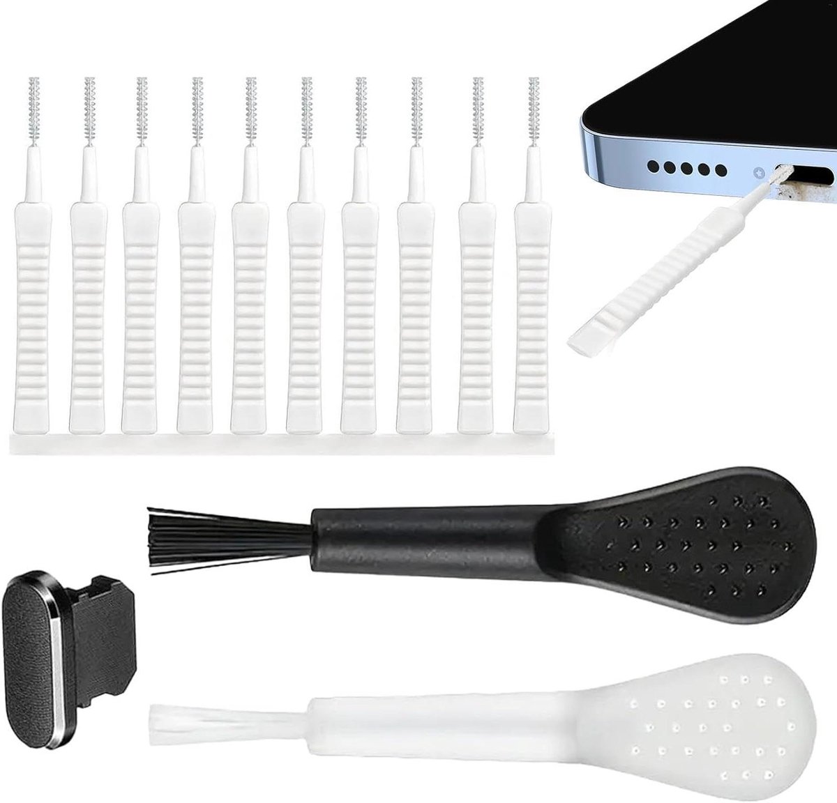 USB C Mobile Phone Cleaning Kit, Phone Speaker Cleaning Kit, 13-Piece Anti-Dust Plug, Phone Jack Cleaning Kit, Small Cleaning Tools