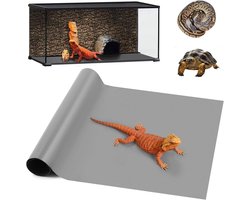 Bearded Dragon Tank Accessoires 17,7 "X 71" inch Reptiel Terrarium Liner Substraat voor Luipaard Gecko, Slang, Hagedis en Schildpad, Niet-klevend Reptielen Tapijt Beddengoed voor Reptielen Tank Grijs