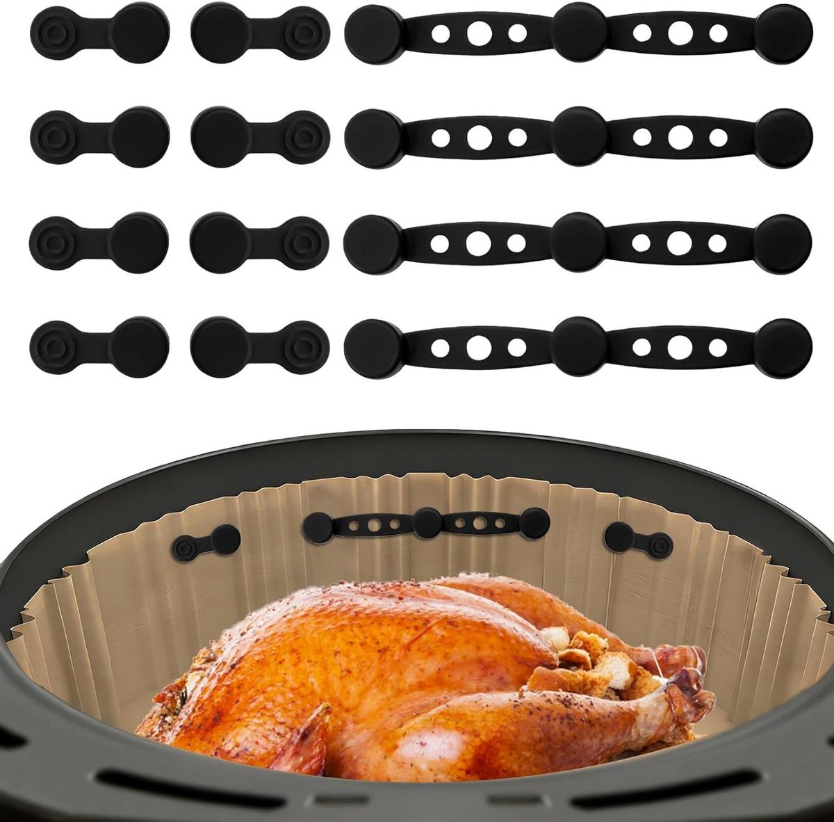 Airfryer Magneten Bakpapier Clips Schoon Koken Magnetisch en Flexibel 4 Stuks Zwart
