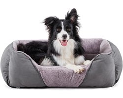 MIXJOY Hondenbedden voor middelgrote honden, wasbaar, kalmerend hondenbed, middelgrote hond, zachte rechthoekige huisdierbedden sofa knuffelaar, orthopedisch slapend konijn-fluwelen knus puppybed met