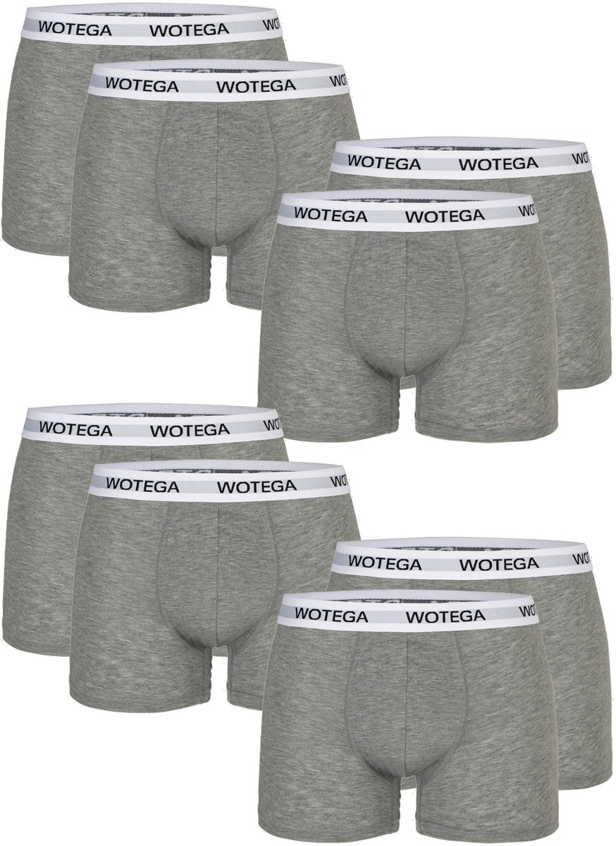 WOTEGA Heren Boxershort Joe – Slim Fit – Katoen Stretch – Lichtgrijs – 8-pack