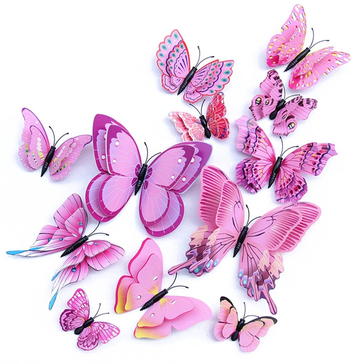 longziming -3D Vlinder Wanddecoratie - 3D Muurstickers Vlinders - Wandkunst Set - Verstelbare Vouwbare Vleugels - Magnetische En Zelfklevende Bevestiging - Veelzijdige Decoratie Voor Feesten En Kamers - 24 Stuks
