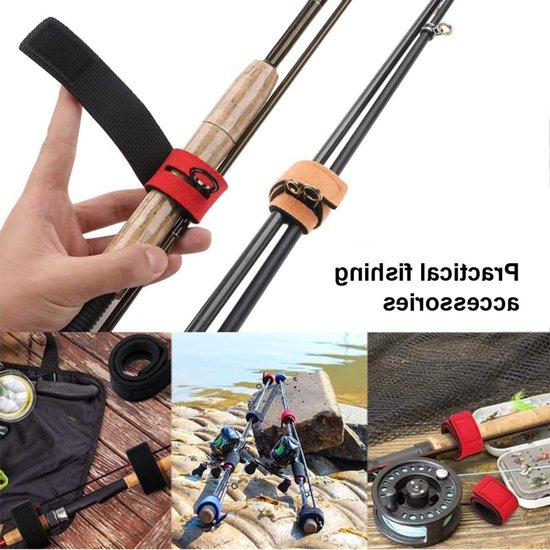 Set van 12 Visaccessoires met Klittenband in 6 Kleuren, 30 cm, Elastische Vistraps voor Efficiënt Vissen — afbeelding 4