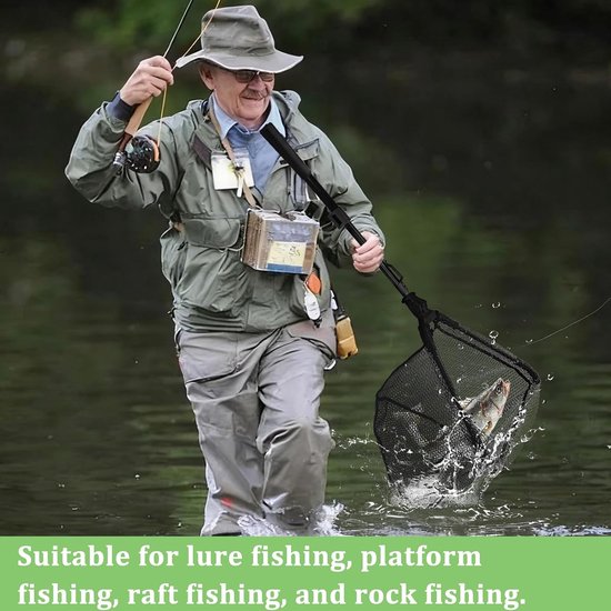 Vouwbare Vissen Net - Driehoek 90 cm met Rubber Landing Net - Telescopisch voor Buiten - Vogel Vissen - Forel - Aquarium - Karper - Vissen Benodigdheden - Visgerei — afbeelding 4