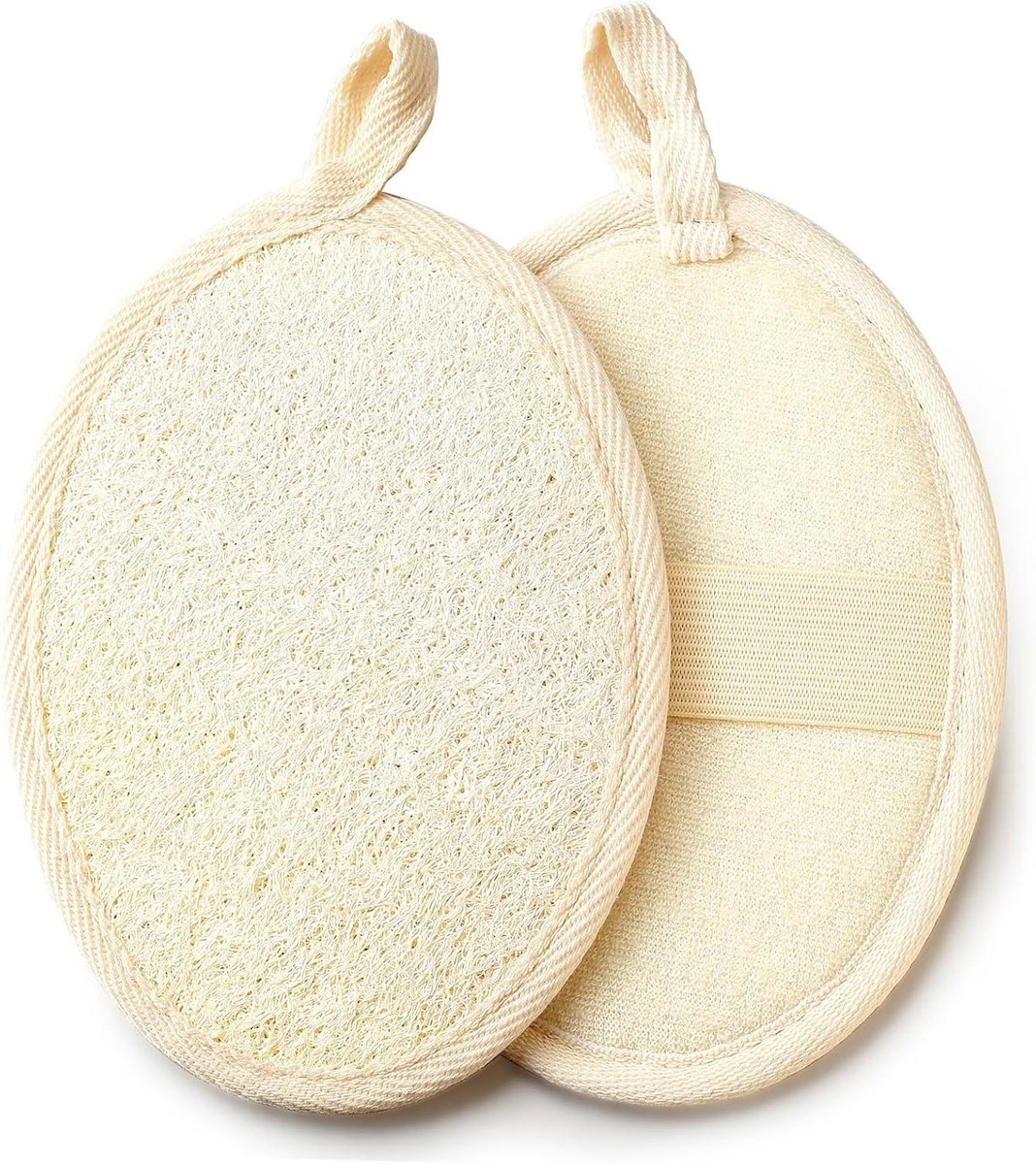 Natuurlijke loofaspons set van 2, exfoliërende bodyscrubber voor een zachte huid, milieuvriendelijk en biologisch afbreekbaar