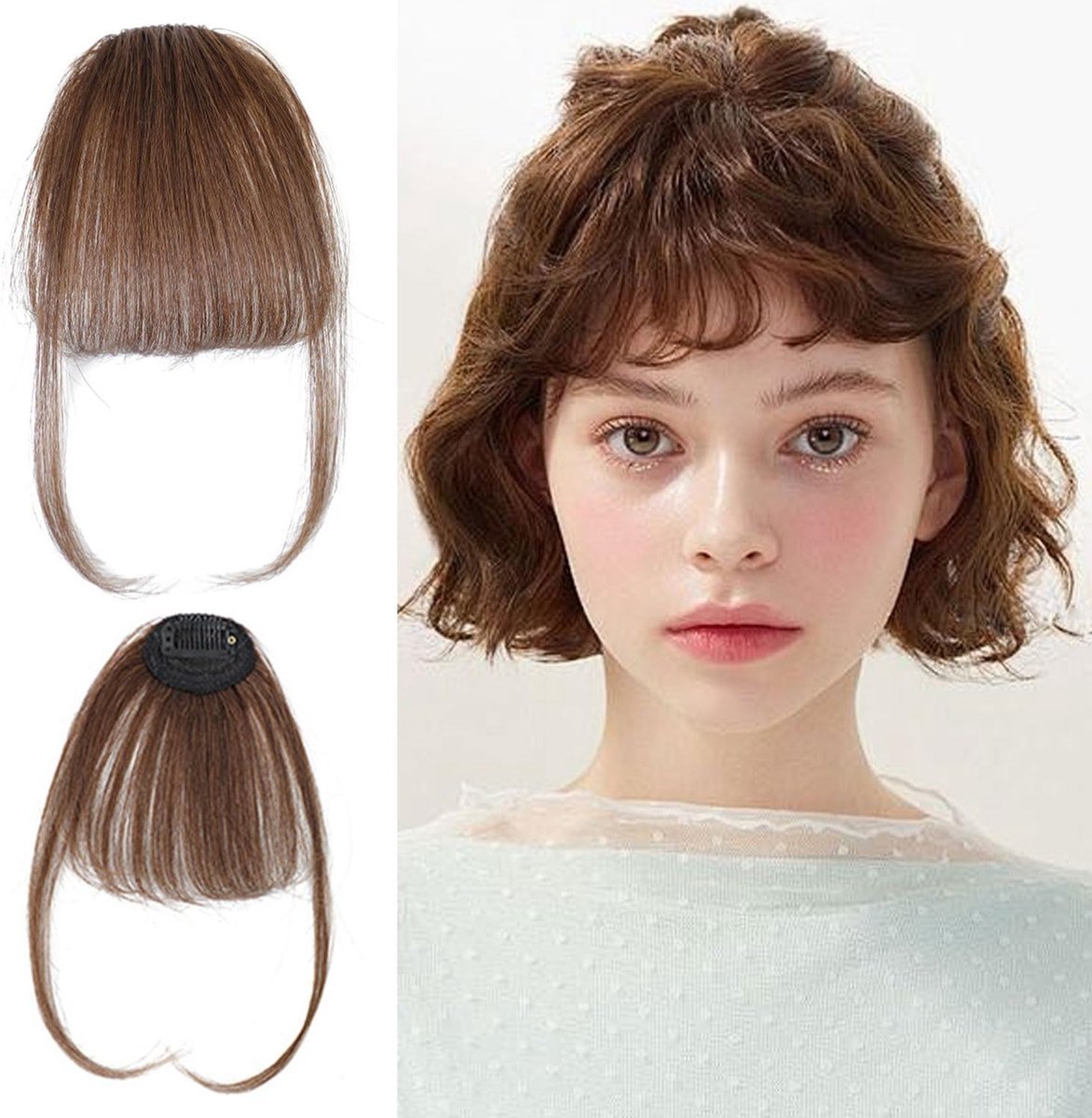 Natuurlijke Clip-In Pony met 100% Echte Haar - Lichtgewicht en Curved voor Dames (Bruin)