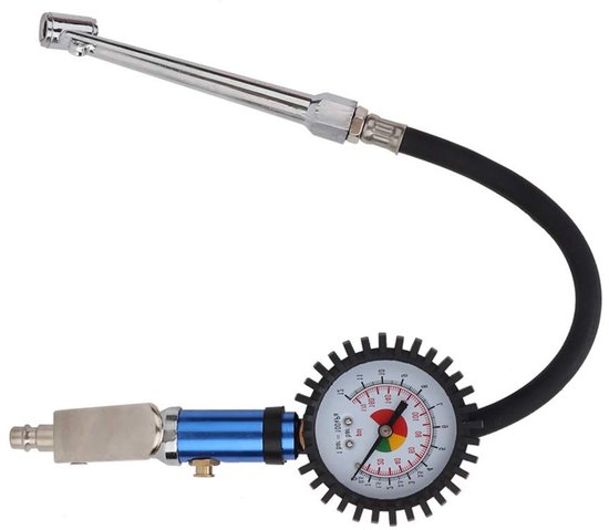 Hogedruk Bandenpomp met Drukmeter tot 12 Bar, Snelle Luchtverbinding en Zelfklemfunctie voor Auto en Fiets — afbeelding 3