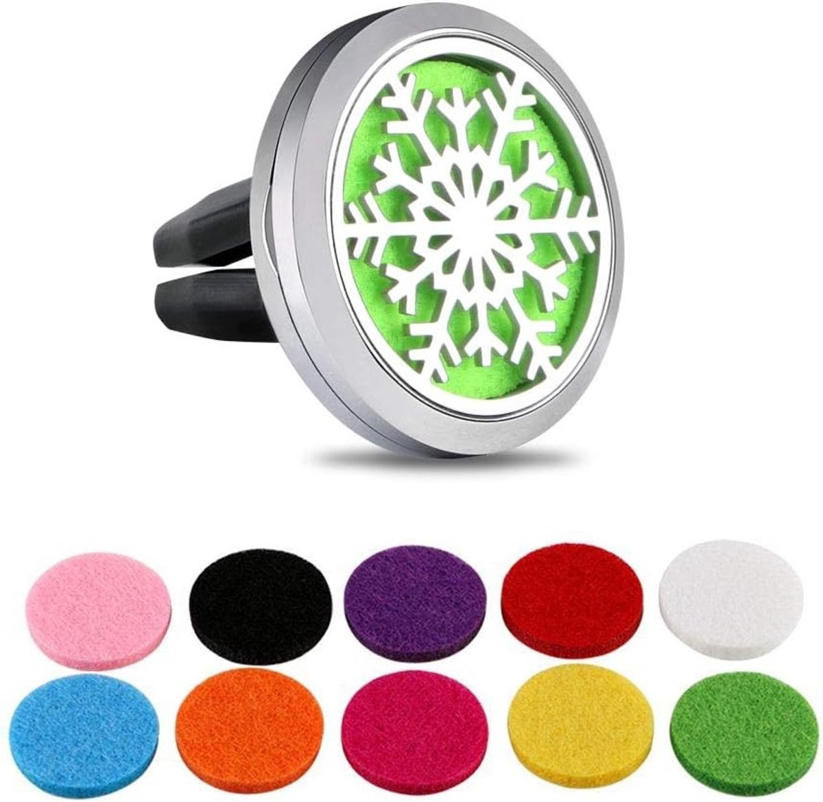 Aromatherapie Olie Diffuser voor Auto, Kantoor en Thuis - Magnetische Luchtverfrisser met 10 Navullingen en Geur Pads