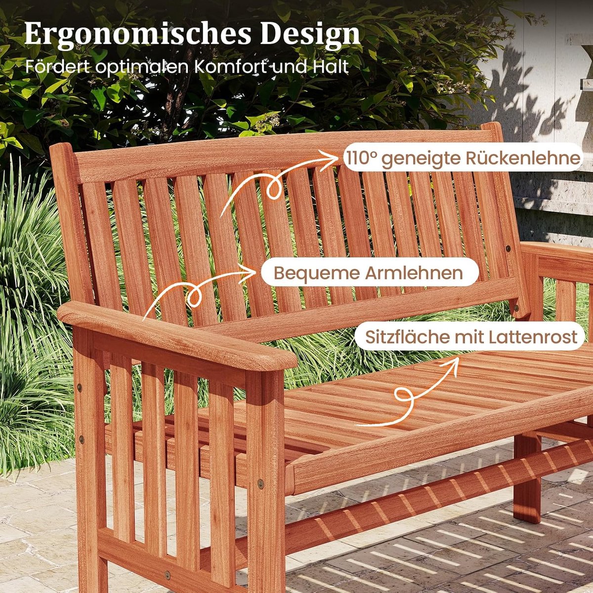 Tuinbank hout 2-zits – Meuble - Naturel - – Meuble Paris weerbestendige balkonbank - Medahomestore