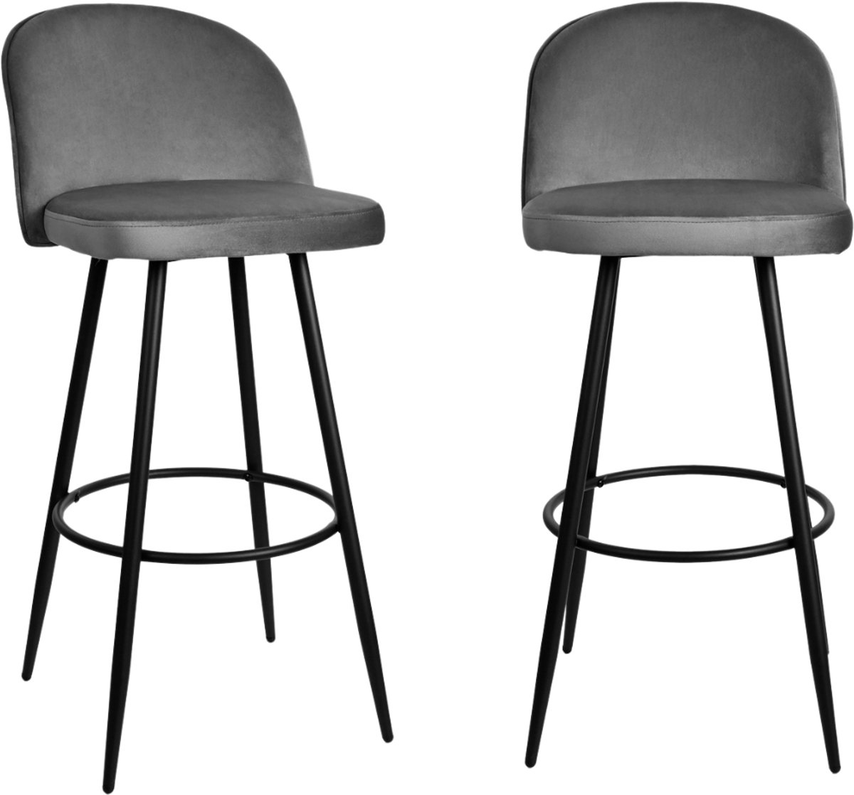CALICOSY - Lot de 2 chaises de bar velours L52 cm - HOUNDI