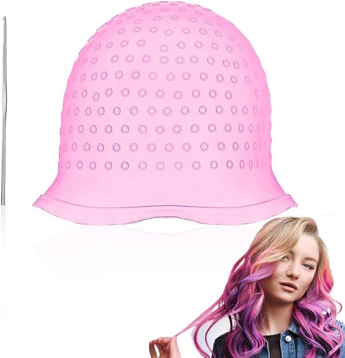 1 piece cap met haarkleuring - silicone caps voor haarkleuring - haarverf cap met haak - haar cap
