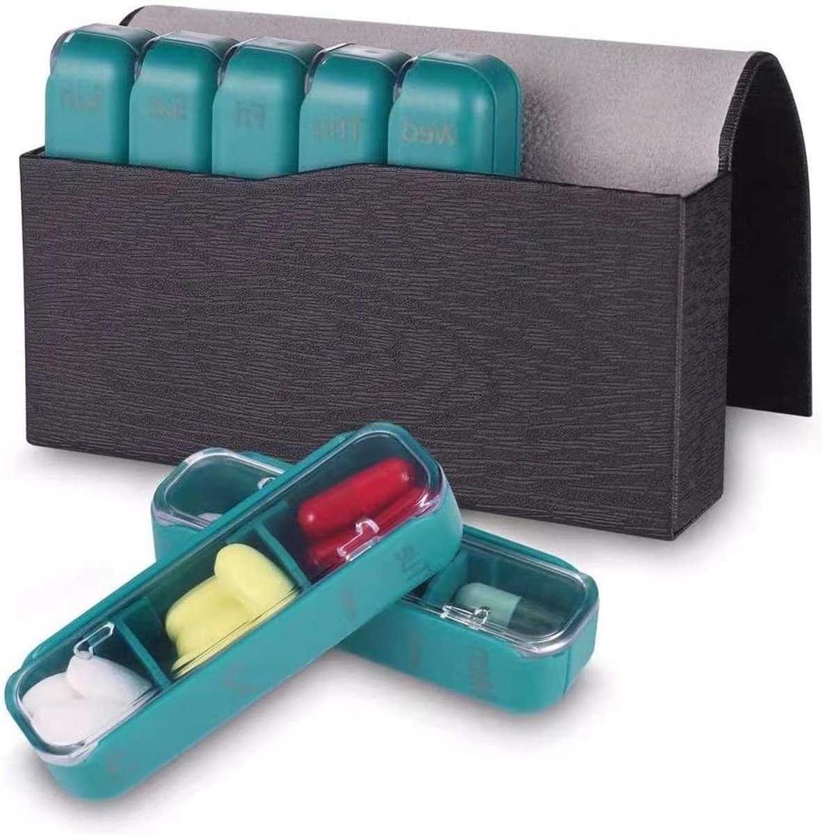 Tablet Box voor 7 Dagen met 3 Compartimenten, Vochtbestendig Ontwerp voor Medicijnen, Vitaminen en Voedingssupplementen