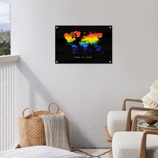 Décoration de jardin Carte du Wereldkaart - Pride - Amour - 60x40 cm - Affiche de jardin