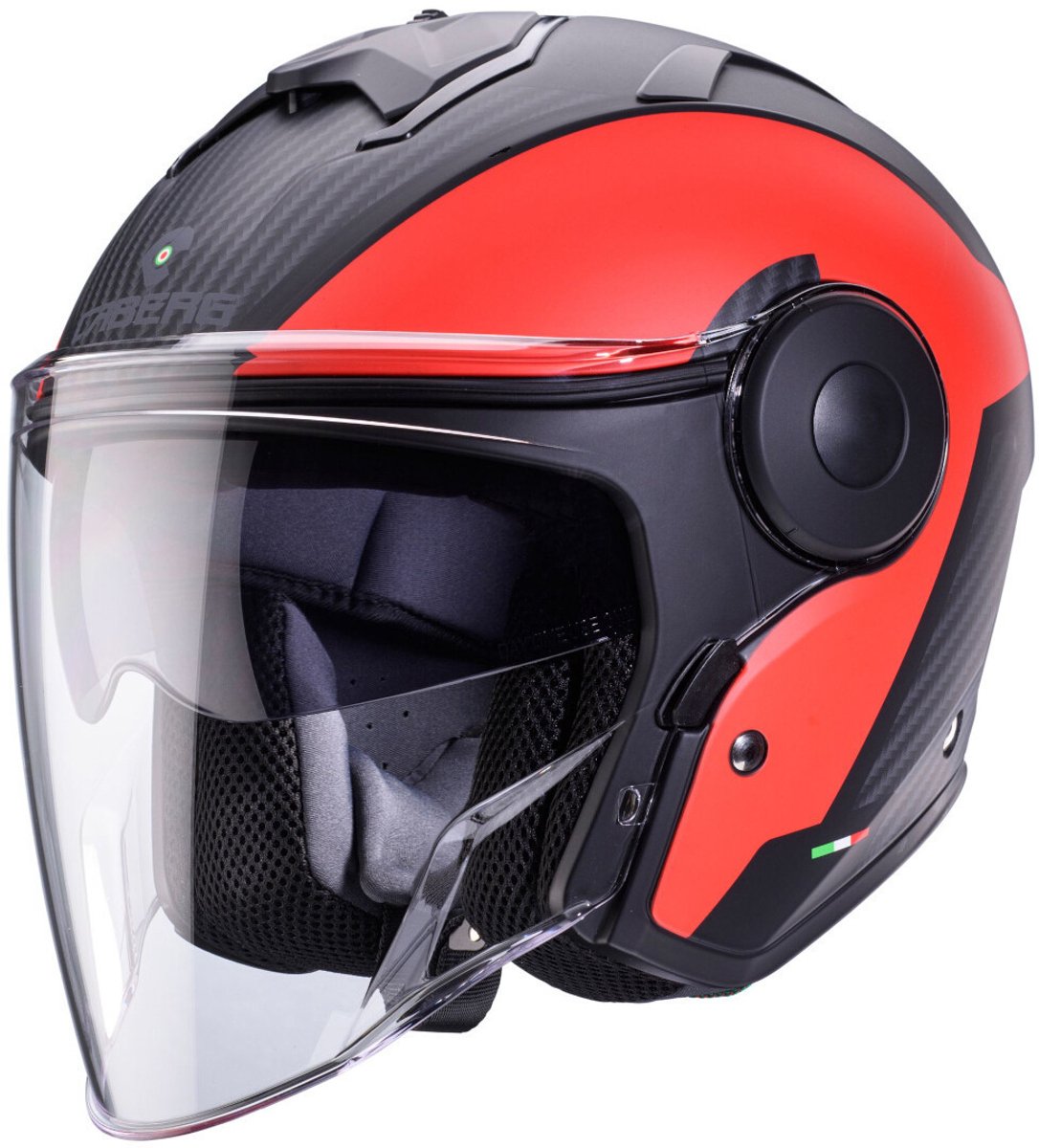 Caberg Soho Milano Mat Zwart Rood Jethelm - Helm