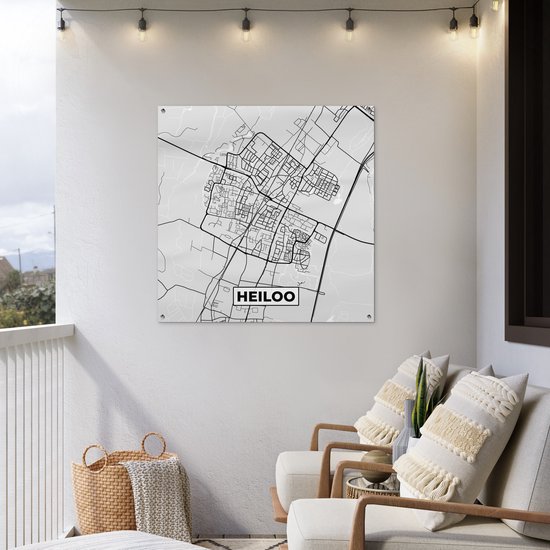 Tissu de jardin Plan de la ville - Heiloo - Grijs - Wit - 100x100 cm - Carte