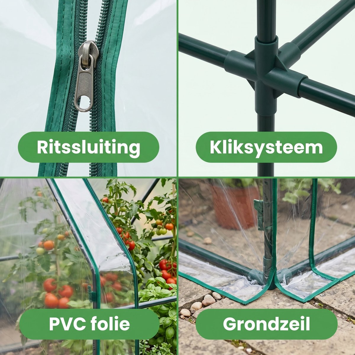Cheqo® Kweekkas - Foliekas - Tuinkas - Broeikas - Plantenkas - Serre - Greenhouse - Walk-in Kas - voor Balkon en Tuin - met Ritsdeuren - Tomatenkas - Tomatenhuis - Moestuinkas - Plantenhuis - voor Groenten en Bloemen - Kruiden Kweken – foto 4