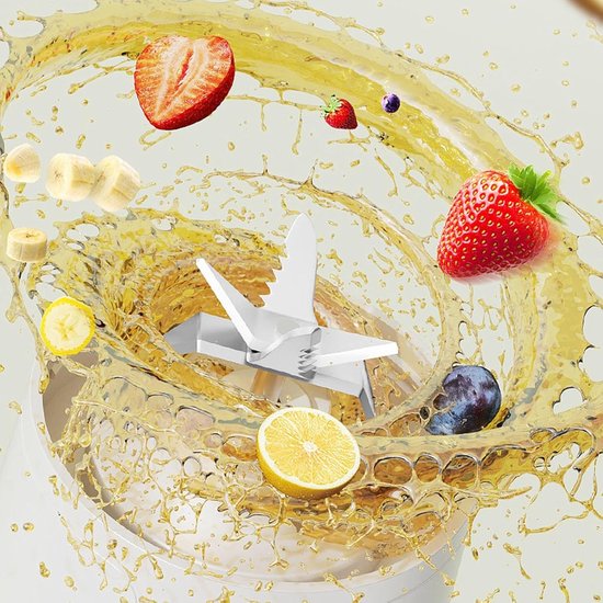 Draagbare Blender - Mini USB Sapcentrifuge - Oplaadbare Persoonlijke Smoothie Maker - Voor Thuis - Kantoor & Reizen - 265*83*95mm -600mL - Wit van Merkloos — afbeelding 4