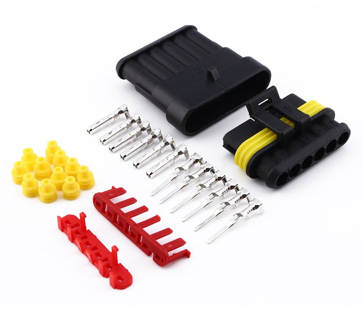 Waterdichte 6-Pins Elektrische Draadconnector met 1.5mm Terminals en Krimpkous voor Auto, Motor en Vrachtwagen Onderhoudsaccessoires