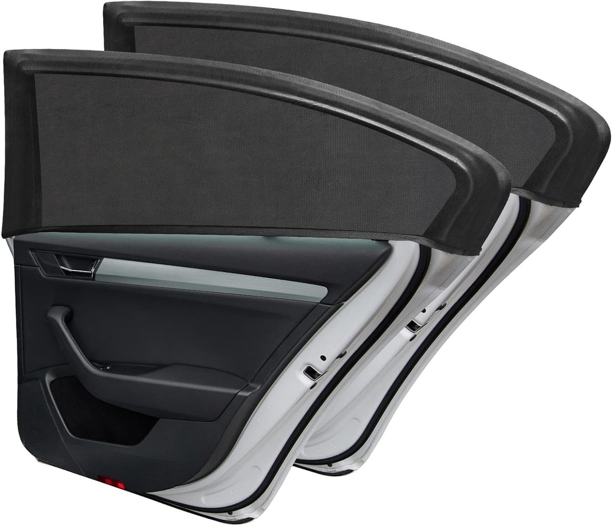 Zonwering voor Auto met UV-bescherming - Universele Rolgordijnen voor Achterruiten, Ideaal voor Baby's, Kinderen en Huisdieren - Set van 2 Stuks