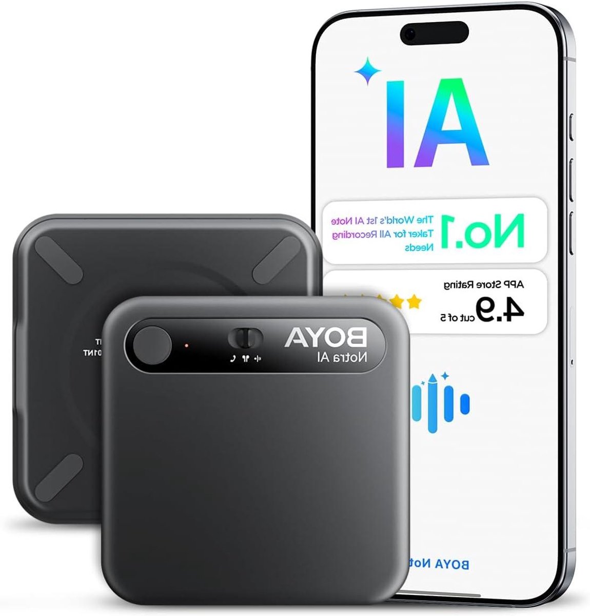 AI Spraakrecorder - Notitie Taker - Vergaderingen Opnemen - 3 Opnamemodi - 64 GB Opslag - Zwart