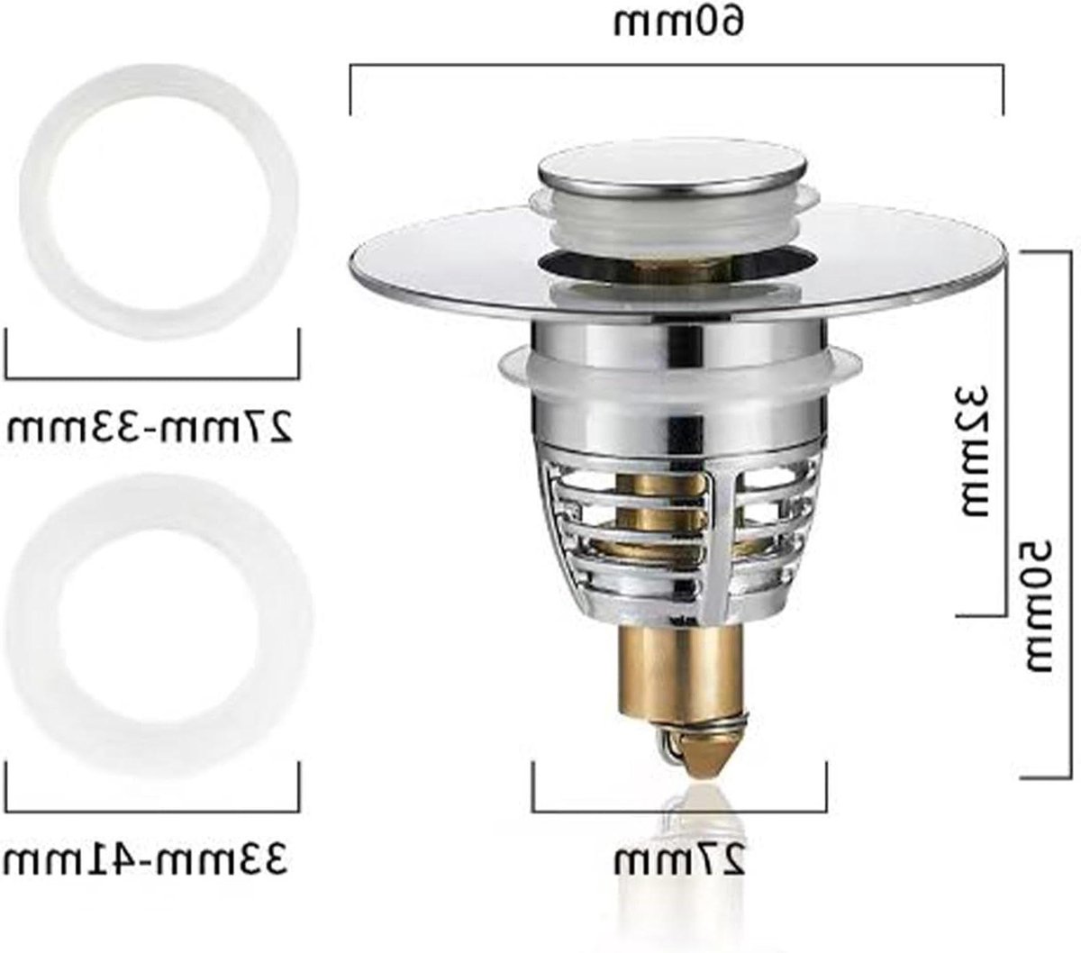 Gootsteenafvoer Plug - Afvoerstop Badkuip - Verstoppingen Voorkomen - Universeel Pasvorm - 105-16 inch - Chroom