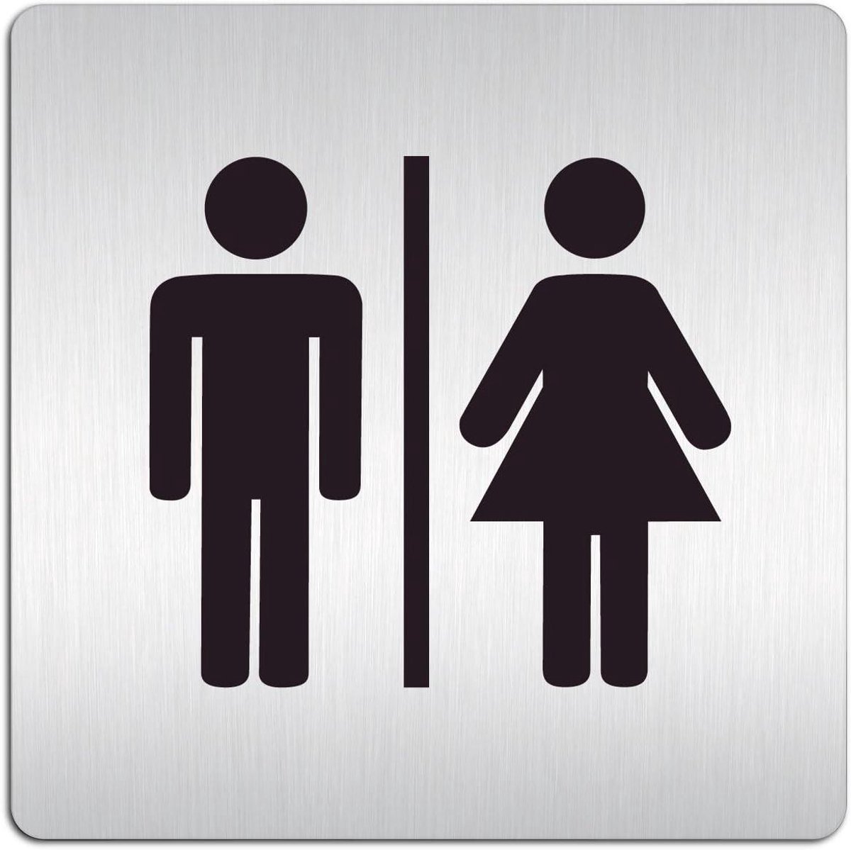 Toilet Deurbord - WC Bordje - Aangeven Toiletten - Geanodiseerd Aluminium - 125 x 125 mm - Roestvrij Staal