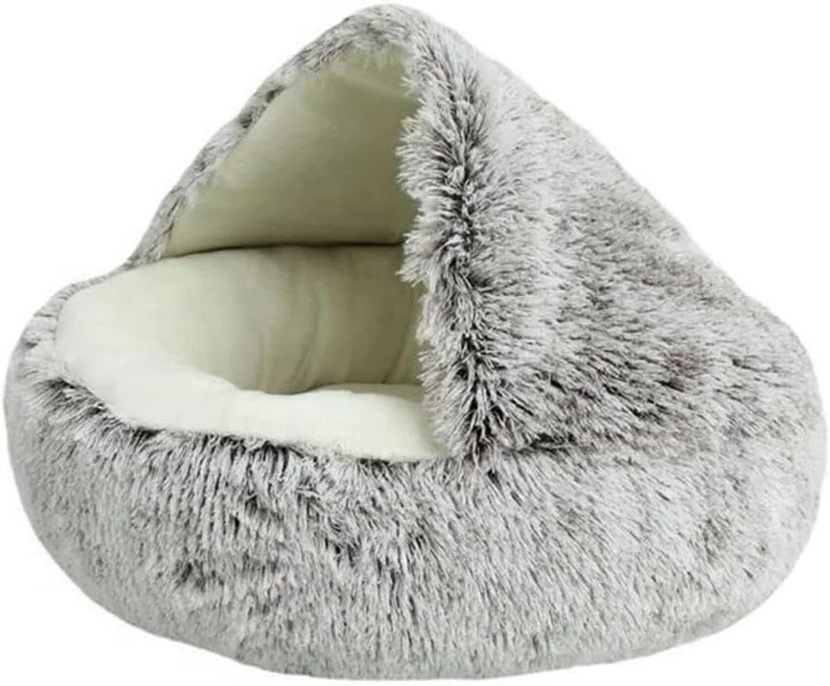 Rond Kattenbed - Huisdier Mand - Comfortabel Slapen - 2-in-1 Ontwerp - 40x40cm - Bruin
