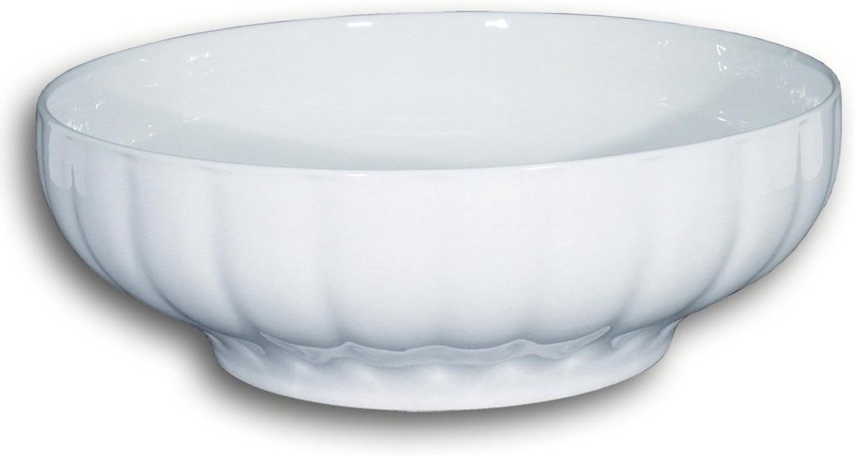 Saladeschaal Porselein - Serveerkom Kom - Maaltijden Serveren - Geribbeld Design - 17 cm - Wit
