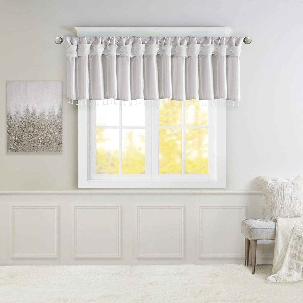 Raam Volant Gordijn - Gordijnkap - Woonkamer Decoreren - DIY Twist Tab Top - 66 x 127 cm - Zilver
