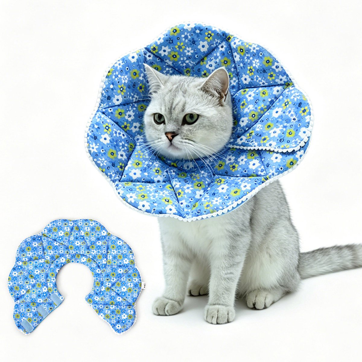 MAGICSHE Kattenkraag Voor Nazorg - Beschermkraag Kat - Elizabethaanse Kraag Hond Na Operatie - Anti-Beet Likken Blauw M