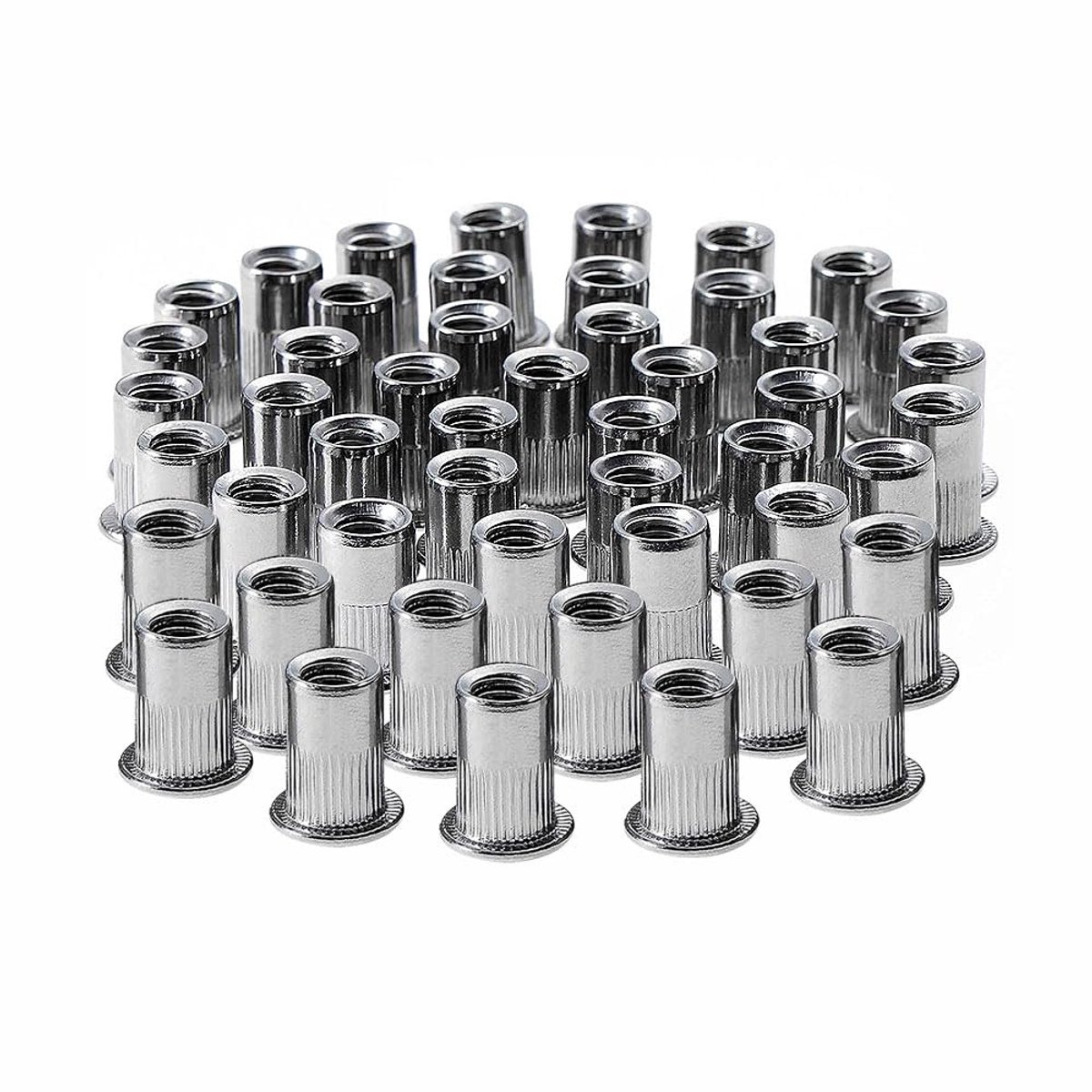 Rivet Nut van RVS - Platte Kop - 50 Stuks - M6 - Draadinvoegen - Bevestigingsmateriaal