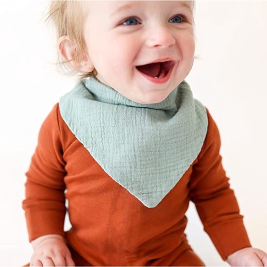 10x Absorberende Driehoekige Slabberdoeken voor Baby's - Zachte Katoenen Halsdoeken — afbeelding 3