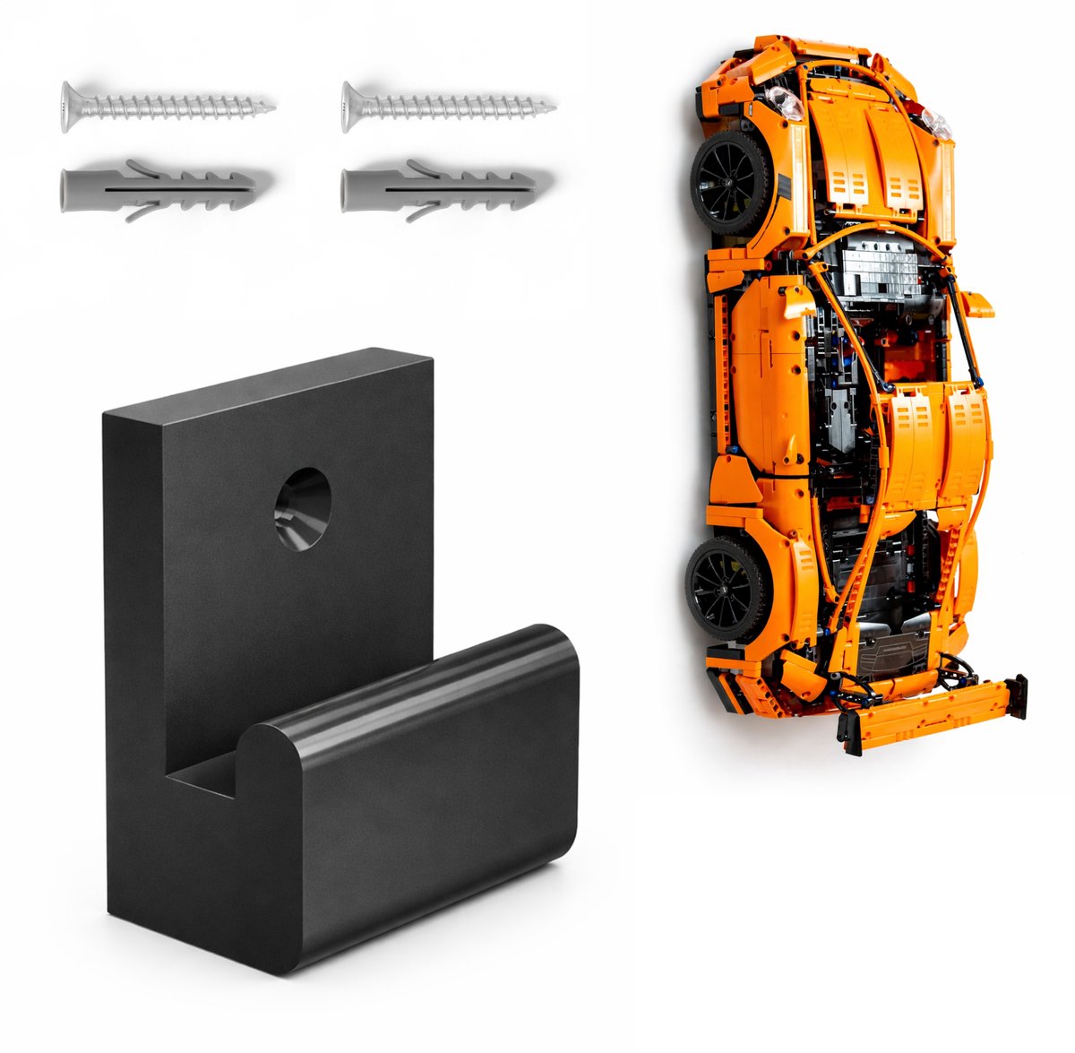 YUOM. Muurbeugel Geschikt voor LEGO Porsche 911 GT3 RS Wall Mount - Muurbeugel - incl schroeven&pluggen - Zwart