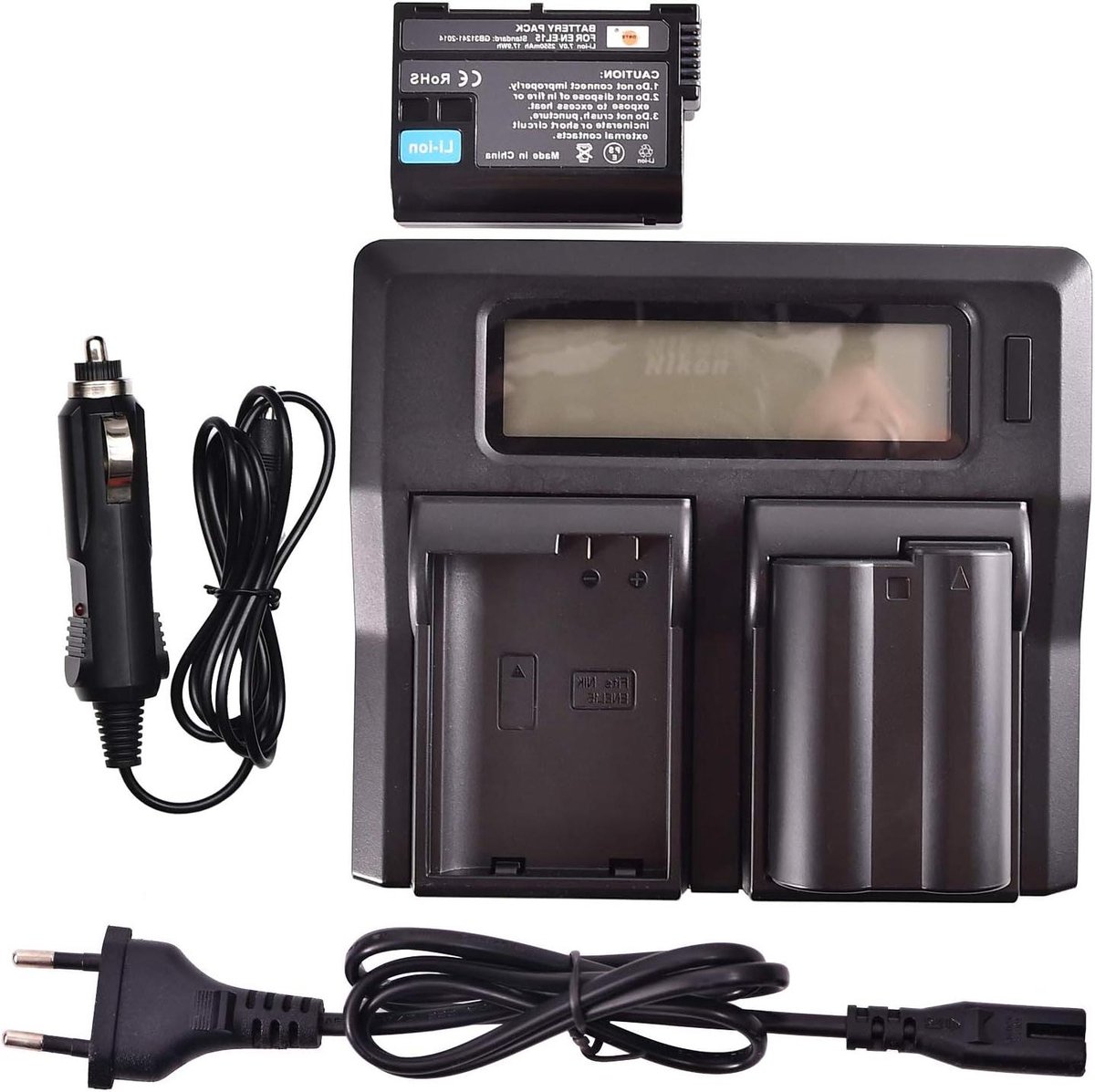 Camera Batterijen Set - Accu's Oplader - Fotograferen Onderweg - Hoge Capaciteit - 2x 2550mAh - Zwart
