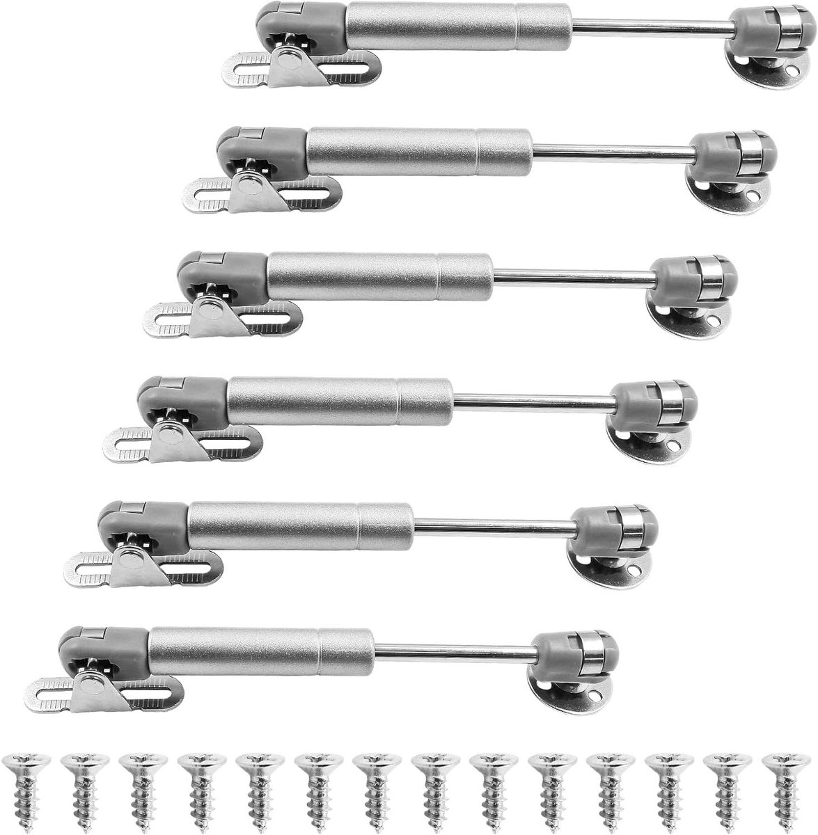Gasveer Hefsteun - Gasstut Deur - Kasten Afsteunen - Verdikt Ijzer Materiaal - 100N 6 Stuks - Zilver