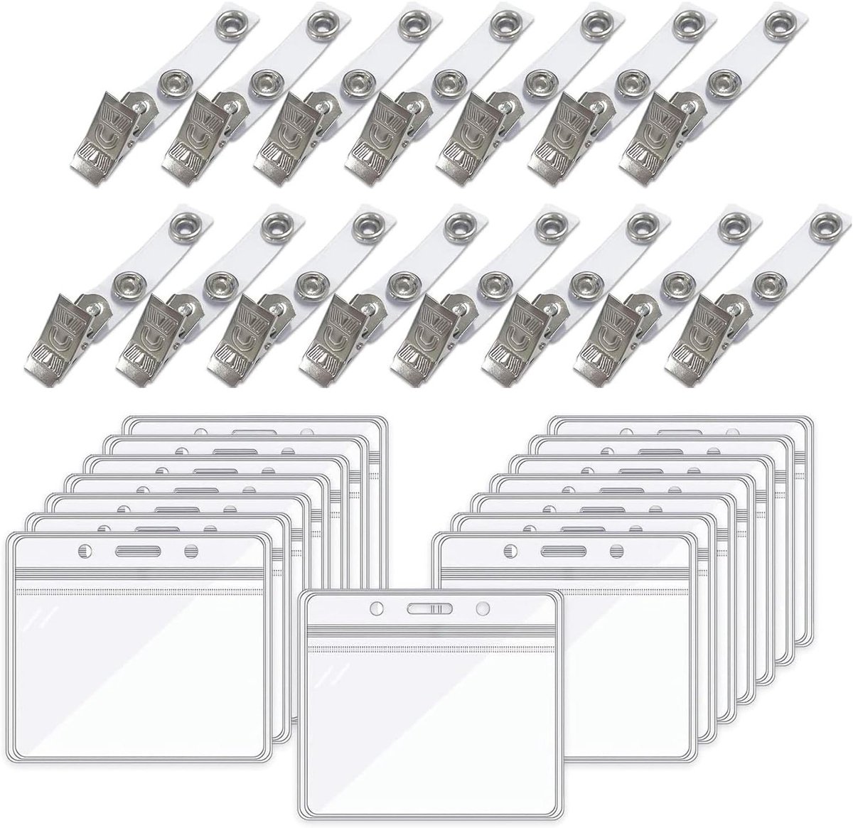 15-delige set transparante kaartclips, waterdichte hersluitbare zakjes, ID plastic portemonnee clips, ideaal voor kleding en accessoires