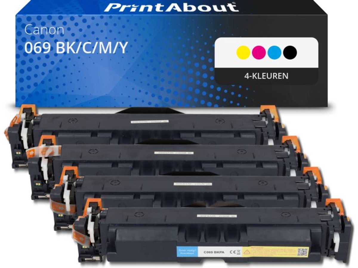 PrintAbout huismerk Toner 069 BK/C/M/Y 4-kleuren Multipack geschikt voor Canon