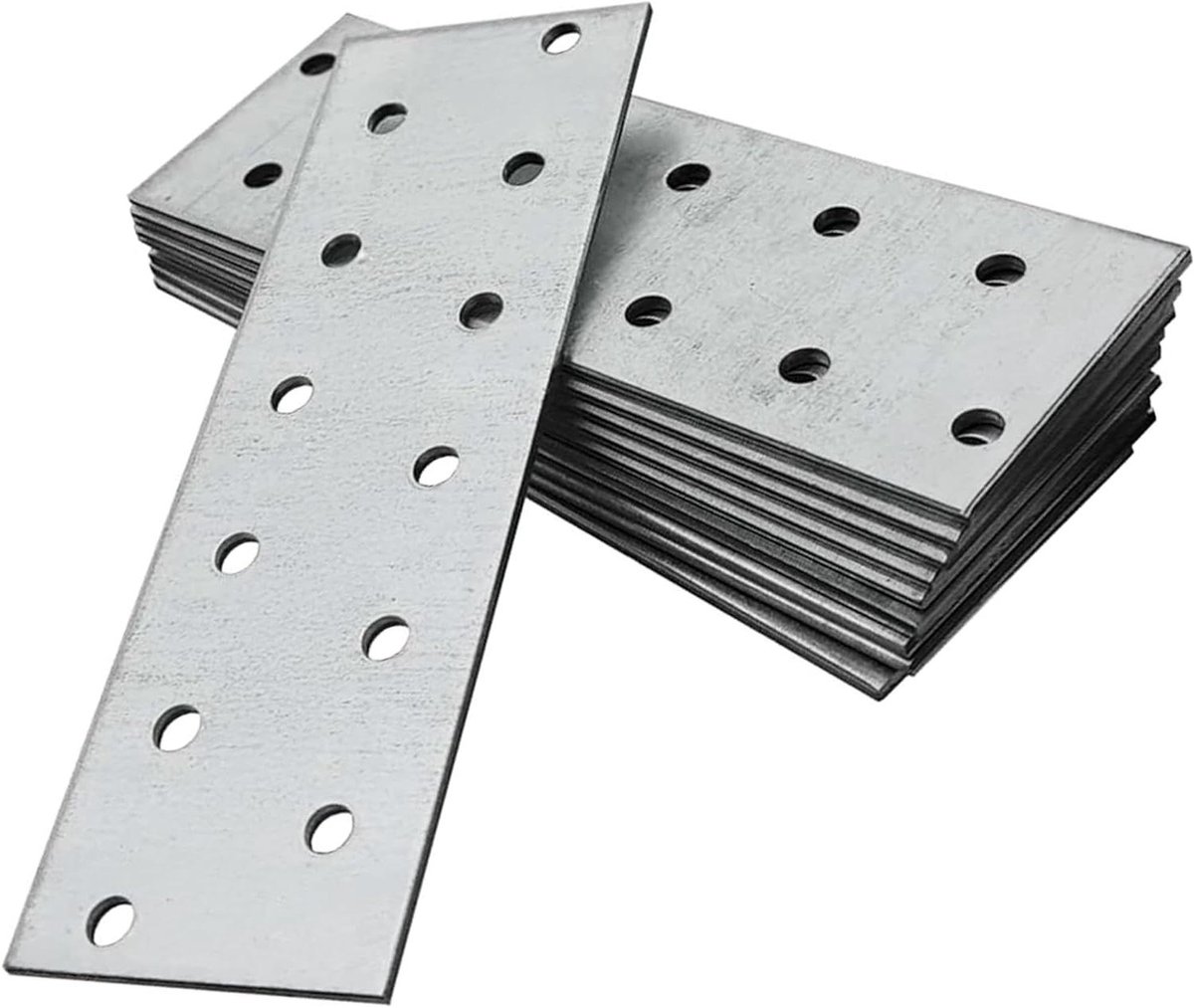Platte Beugel - Verbindingsplaat Staal - Houtverbindingen Versterken - Gegalvaniseerd Staal 2mm - 40 x 120 mm - Zilver